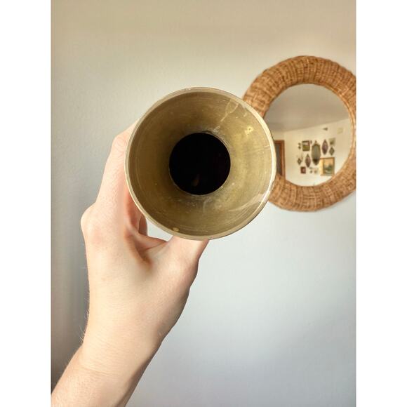 Brass Vase with Rope Tassel Detail - 7" - Picture 6 of 7